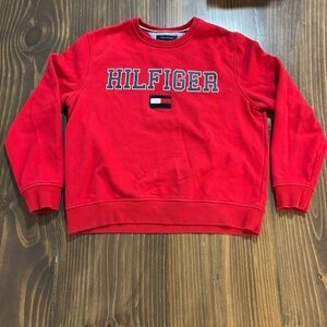Tommy Hilfiger Crewneck‎ Sweatshirt L Red 🔥 Classic & Comfy!